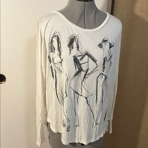 Abercrombie & Fitch White Graphic Long Sleeve Blouse